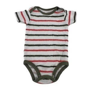 Koala Baby Green Orange Short Sleeve Striped Onesie Size 6-9 Months